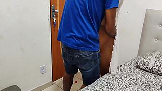 Sexy milf neighbor blows hot load with condom