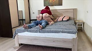 stepmom helps stepson hand relief then intimate rear bonding