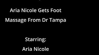 ever wondered how tattooed aria nicole's barefoot toes get tickled during doctor foot massage close-up?