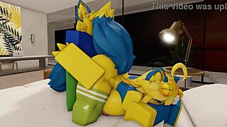 furry couple explores anal in modern roblox house