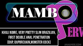 Khali Noire's Slim Brazilian Ass Takes First Double Anal DAP Monster Cocks Breakin DP