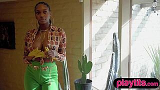 The curvy BBW ebony babe teases solo flaunting huge natural tits hairy pussy and massive jiggling ass