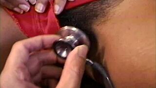 Doctor checks milf's full bush in steamy hospital roleplay