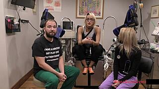 blonde nurse channy crossfire gapes shaved ass with latex gloves anal fingering!