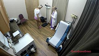 blonde nurse channy crossfire gapes shaved ass with latex gloves anal fingering!