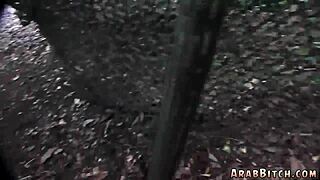 Petite Arab teen begs for group pounding outdoors?