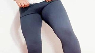 Latina Stepmom's Giant Cameltoe Pussy Dripping in Leggings for Stepson