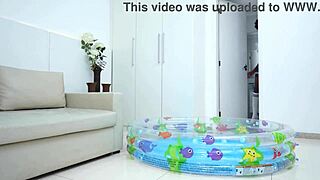 ana sasuga's beautiful ebony tits bounce in first double anal dap with sloppy rimjob and pee drink