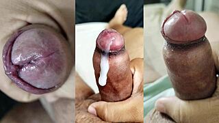 Watch my small foreskin dick cumshots and jerkoffs while my young girlfriend masturbates her tasty pussy and tits part 18