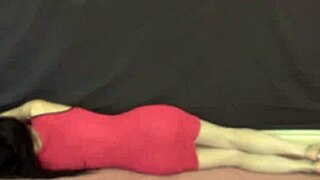 I crave dropping my pink front-zipper minidress to the floor behind face mask