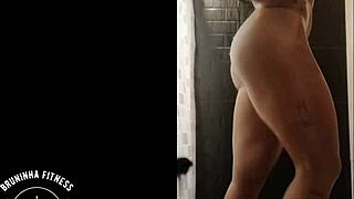 redhead bombshell shaves her pussy smooth in steamy shower full routine