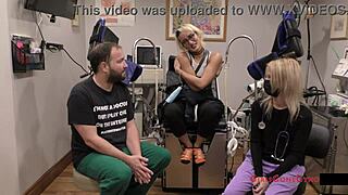 blonde nurse channy crossfire gapes shaved ass with latex gloves anal fingering!