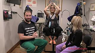 blonde nurse channy crossfire gapes shaved ass with latex gloves anal fingering!