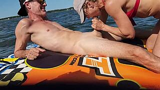 athletic couple fucks hard on jetski doggystyle cowgirl shaved pussy