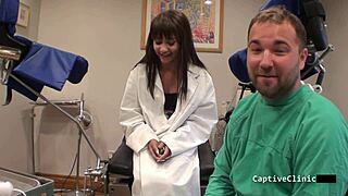 eliza sheilds spreads her curly asian pussy in latex gloves backstage