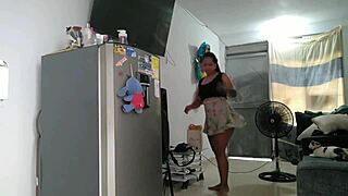 i called the neighbor to fix the fridge leak and she got horny for my huge colombian ass licking it wildly