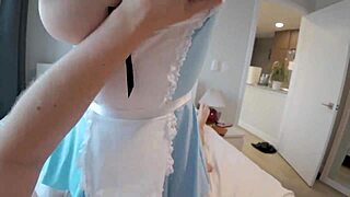 Horny cutie strips slow on sofa, teasing you.