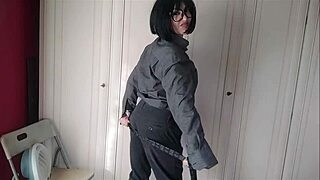 chantalchannel hot in man's clothes teasing shaved wet pussy