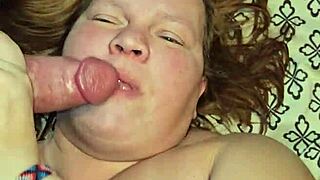 Dirty Milf Sucks Cock Between Massive Tits