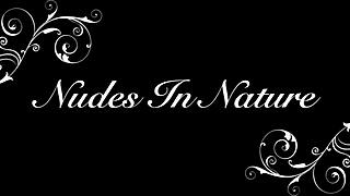 Vintage nudes pose naturally amid lush outdoor wilderness and retro vibes