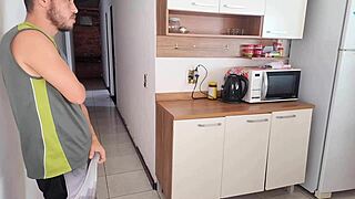 omg risky sex with my cuckold's best friend while he's showering... his huge cock wrecked my tight pussy 😈💦