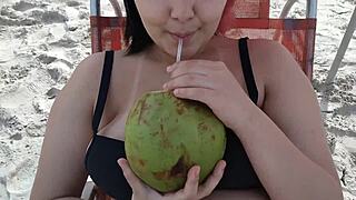 oh man my gorgeous pregnant teen belinha seduces everyone at the beach