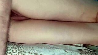 Pulled redhead wife's panties aside licked ass fucked pussy creampie clit