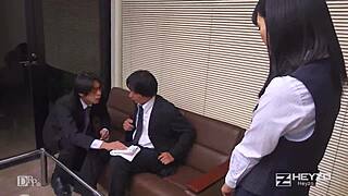 Stressed newbie Yui Watanabe sucks cock deep then takes creampie relief