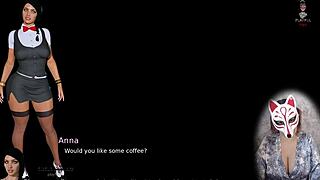 anna teases upskirt in stockings showing off her big milf tits