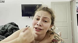 Morning babe, suck my cock with those big blonde tits?