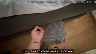 stepson pounds helpless stepmom's wet pussy while stuck under bed doggystyle