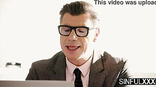 Explosive office milf blowjob handjob big tits pounding!