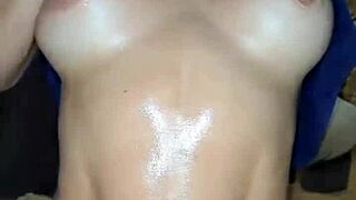 damn this sexy latina teen's big ass takes that anal dildo deep while squirting hard