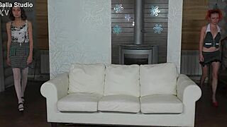 Eva strawberry regina moonshine lesbian double sided dildo anal toys skinny redhead brunette assfucking cunilingus muff diving