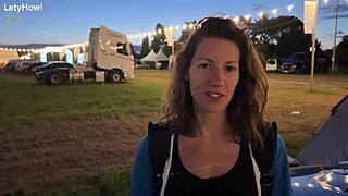 WOW! LETY FLASHES TITS OUTDOORS CAMPING IN IMOLA ITALY!