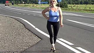 Huge Ass Stuffs Leather Leggings For Bedroom Tease And Grind