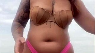 told him to pull his dick out of shorts at beach to check if it's really hard flashing my swollen pussy