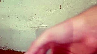 man strokes big cock to cum in steamy shower