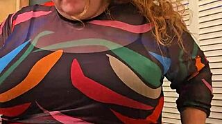 Horny BBW Secretary Flashes Massive Tits and Panties