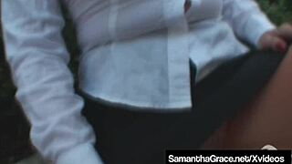 samantha grace's cuban stockings tease her secret pussy rub