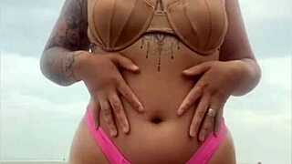 told him to pull his dick out of shorts at beach to check if it's really hard flashing my swollen pussy