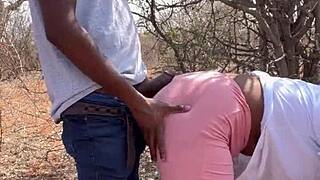 What if this ebony big pussy creampie happened deep in the forest?