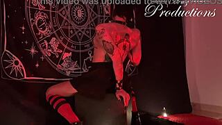 gothic girl starts her sexy ritual banging boyfriend doggystyle?