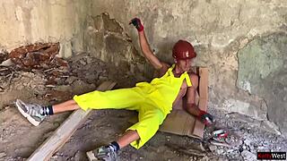 Bend over realtor now we gangbang your heels skirt in this abandoned house