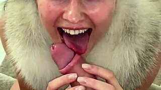 hot babe drops to knees for intense pov blowjob on monster cock