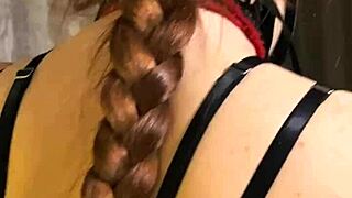 Collared redhead slave heels bound for bdsm spanking!