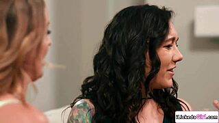 lesbian milf gets her spot licked by petite redhead neighbor