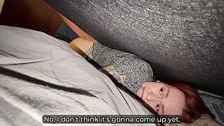 stepson pounds helpless stepmom's wet pussy while stuck under bed doggystyle