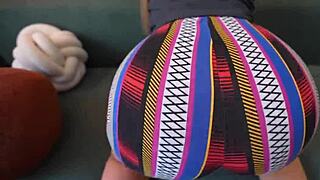 pov fucking curvy girl's huge wet ass and tight pussy doggystyle in torn leggings till creampie overflow