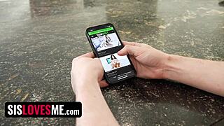 hot asian stepsis slides stepbro's cock between her huge natural tits